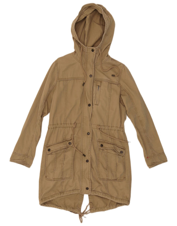Abercrombie & Fitch Damen-Parka mit Kapuze, UK 10, Größe S, Khaki, Baumwolle