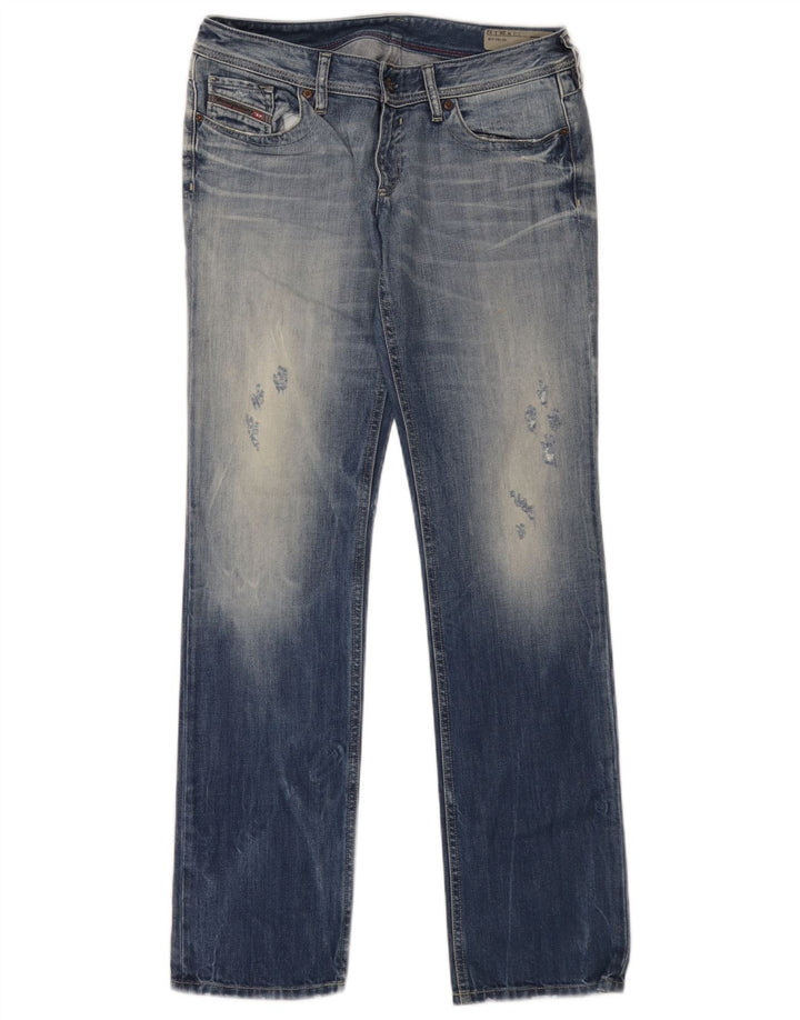 Diesel Damen Distressed Straight Jeans W28 L32 Blaue Baumwolle