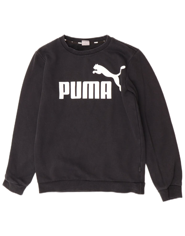 Puma Jungen Grafik-Sweatshirt-Pullover 13–14 Jahre, schwarze Baumwolle