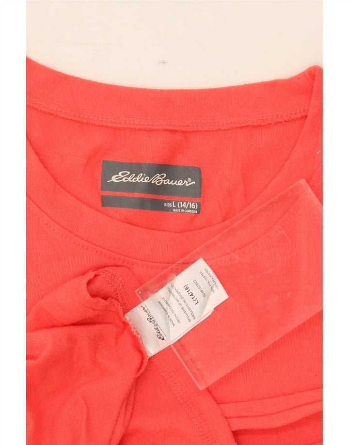 EDDIE BAUER Girls T-Shirt Top 14-15 Years Large  Orange Polyester Vintage Eddie Bauer and Second-Hand Eddie Bauer from Messina Hembry 