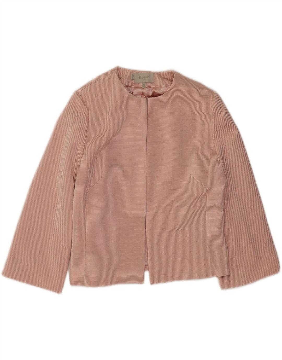 Hobbs Damen Crop Open Blazer Jacke UK 12 Mittelrosa Viskose
