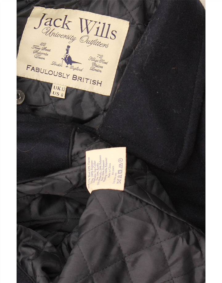 Jack Wills Damen Pea Coat UK 12 Medium Marineblaue Wolle