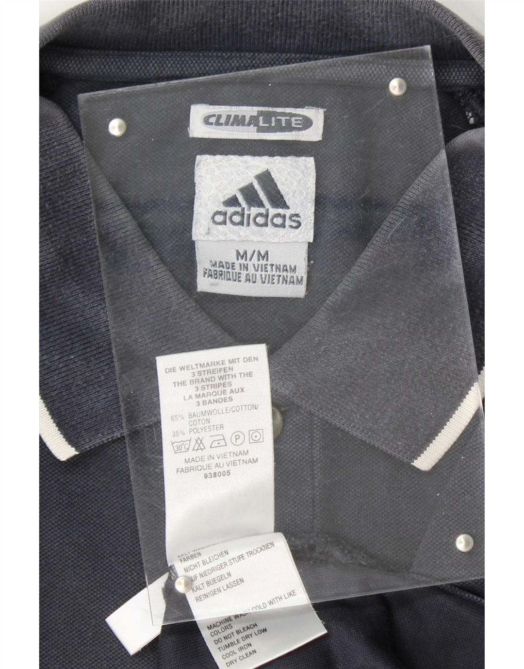 ADIDAS Mens Climalite Polo Shirt Medium Navy Blue Cotton Vintage Adidas and Second-Hand Adidas from Messina Hembry 