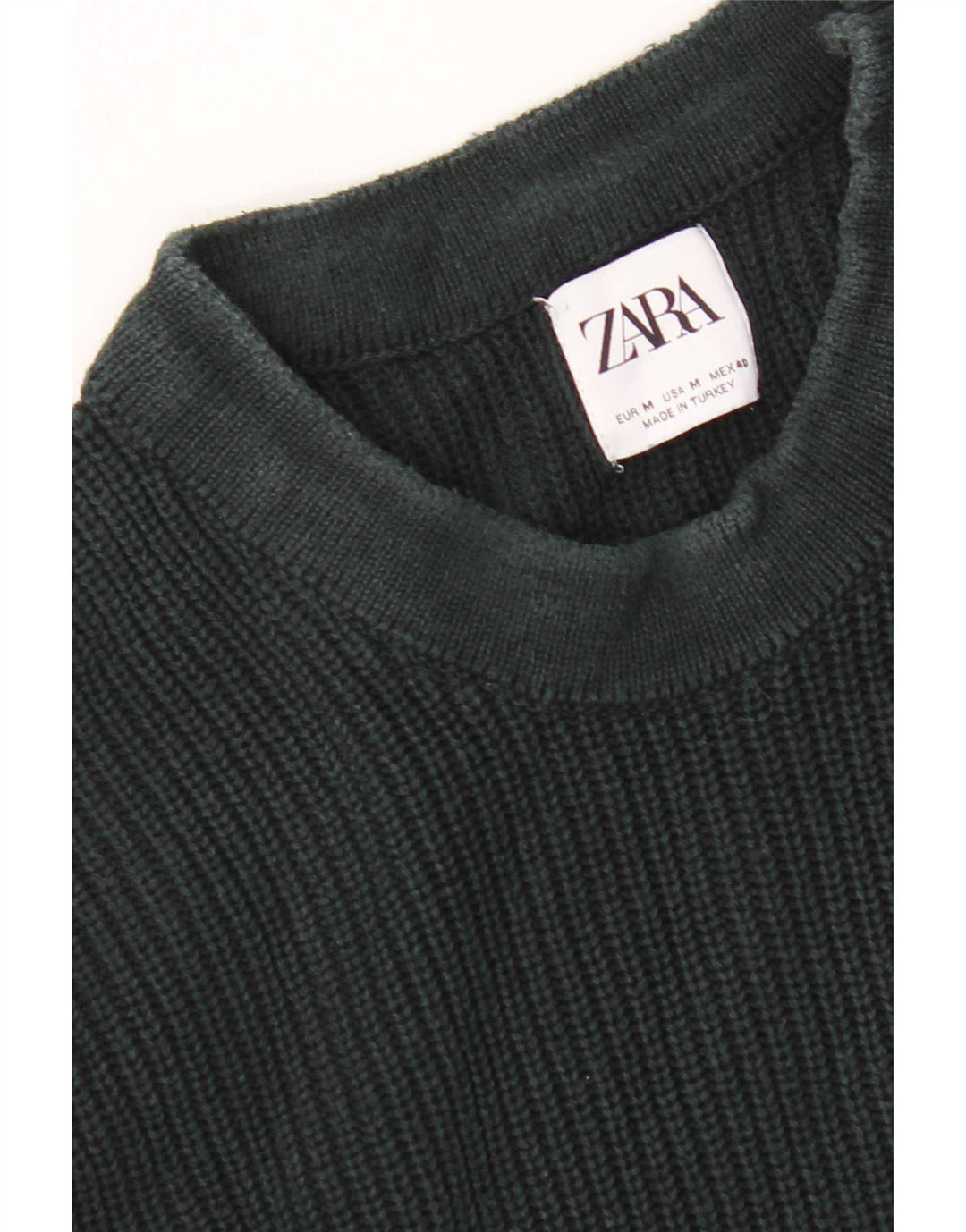 Zara Herren-Pullover mit Rundhalsausschnitt, Mittelgrün