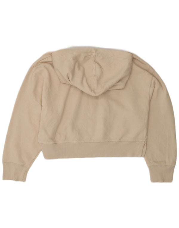 Zara Damen Crop Übergroßer Kapuzenpullover UK 10 Small Beige
