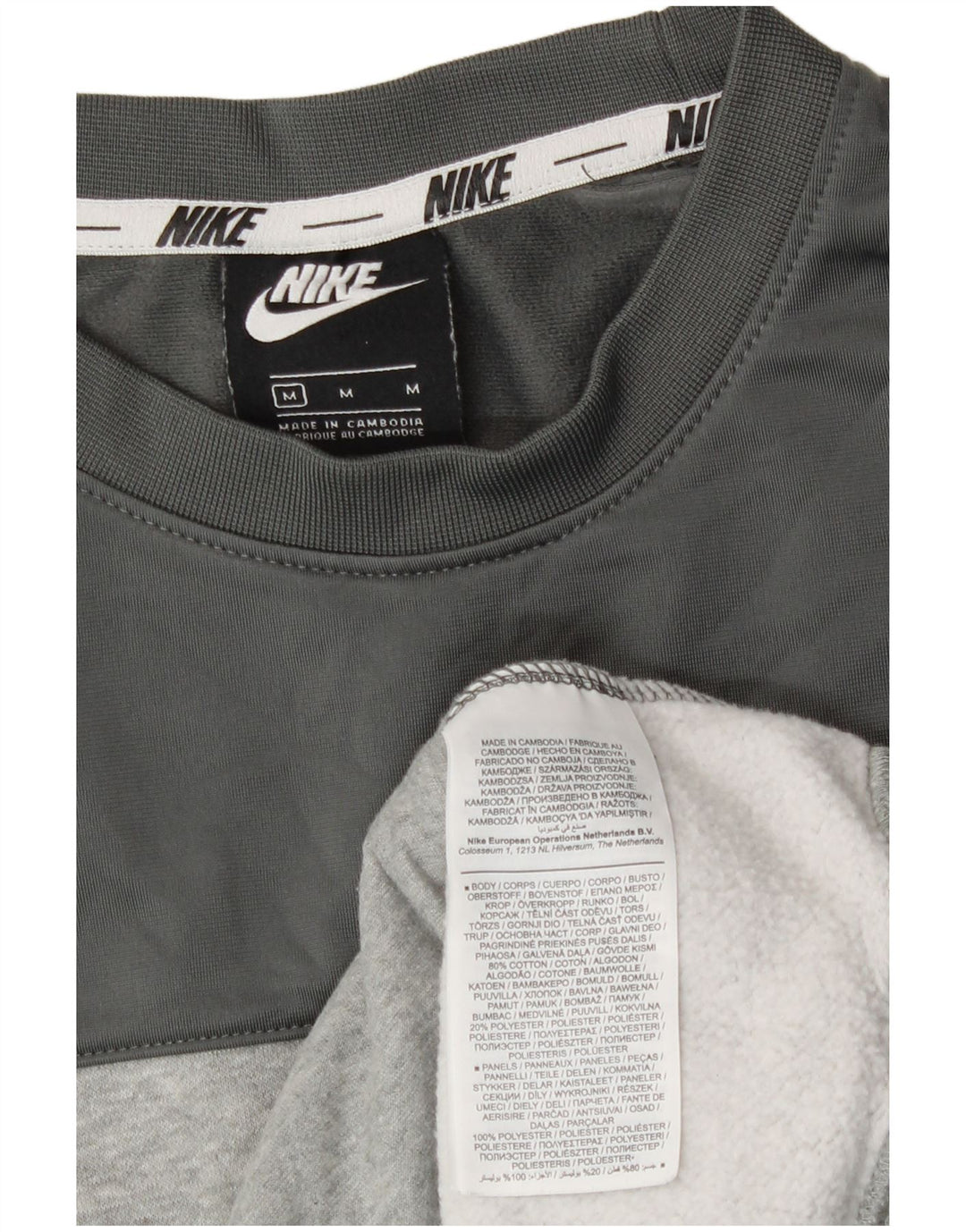 Nike Herren Grafik-Sweatshirt-Pullover aus mittelgrauer Colourblock-Baumwolle