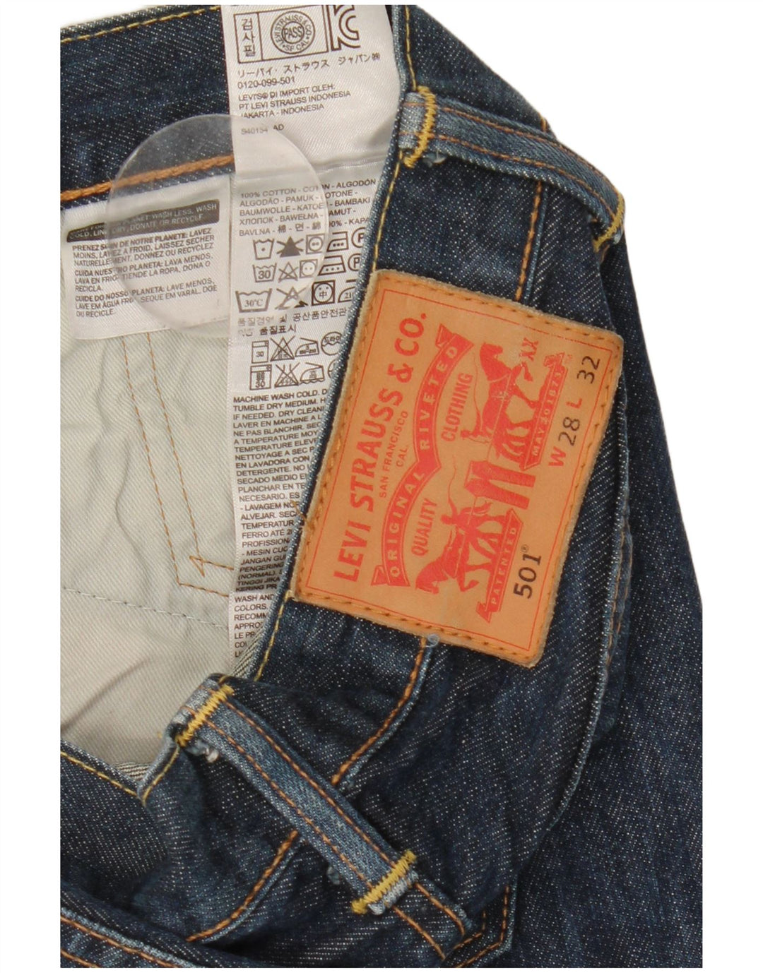 Levi's Herren 501 Straight Jeans W28 L32 Blaue Baumwolle
