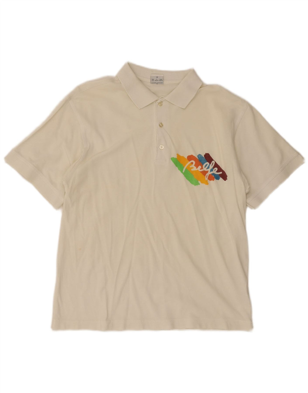 Belfe & Belfe Herren-Poloshirt mit Grafik, UK 40, mittelweiß
