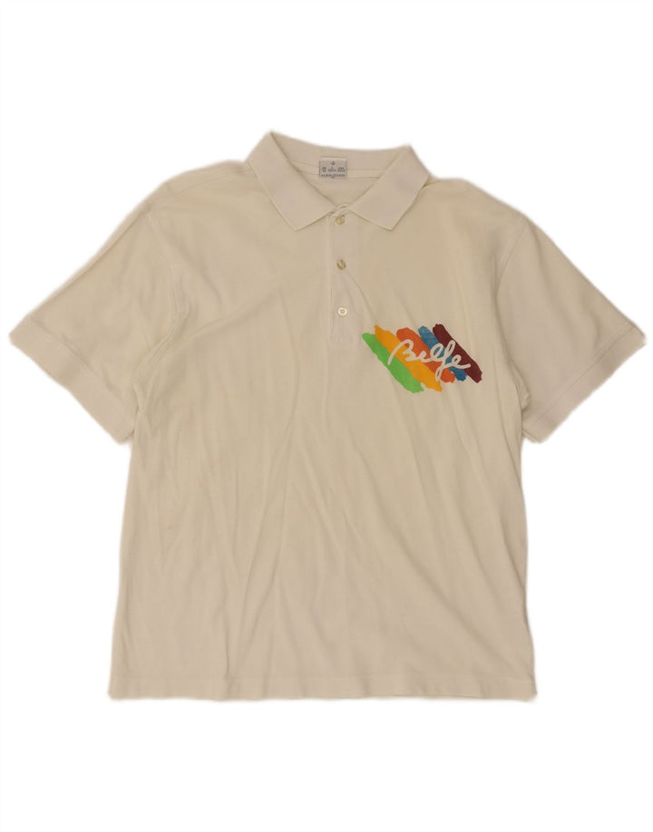 Belfe & Belfe Herren-Poloshirt mit Grafik, UK 40, mittelweiß