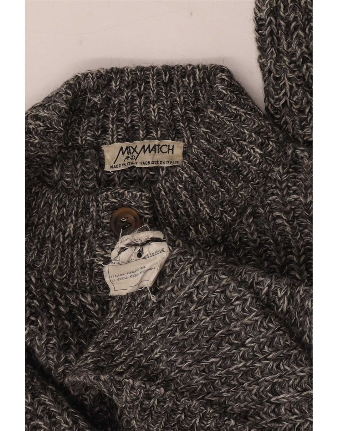 Vintage Damen Cardigan Pullover UK 14 Mittelgrau melierte Alpakawolle