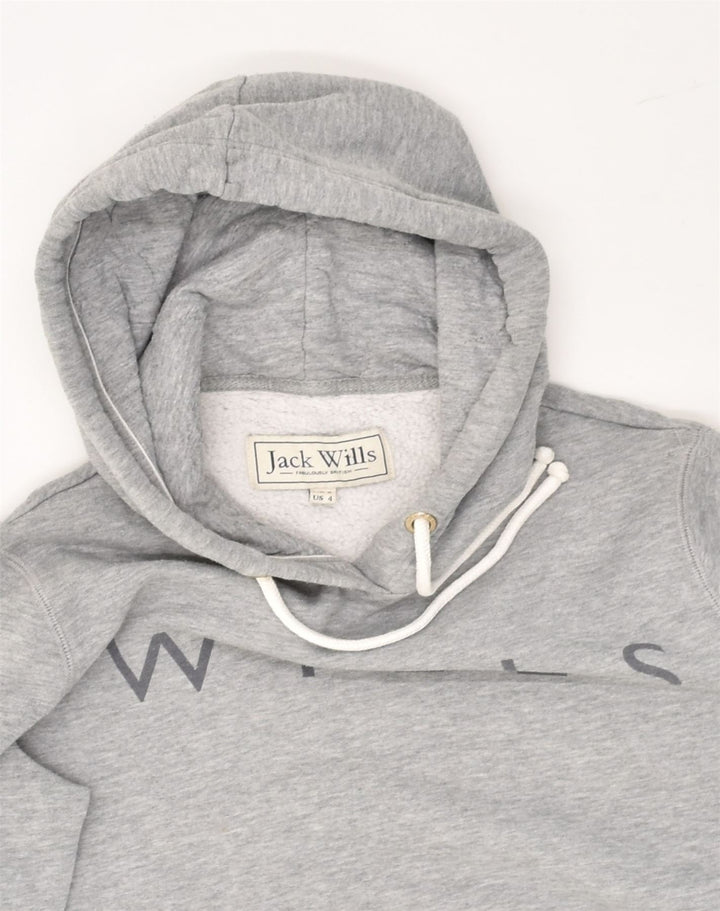 JACK WILLS Womens Graphic Hoodie Jumper UK 8 Small White Cotton | Vintage Jack Wills | Thrift | Second-Hand Jack Wills | Used Clothing | Messina Hembry 