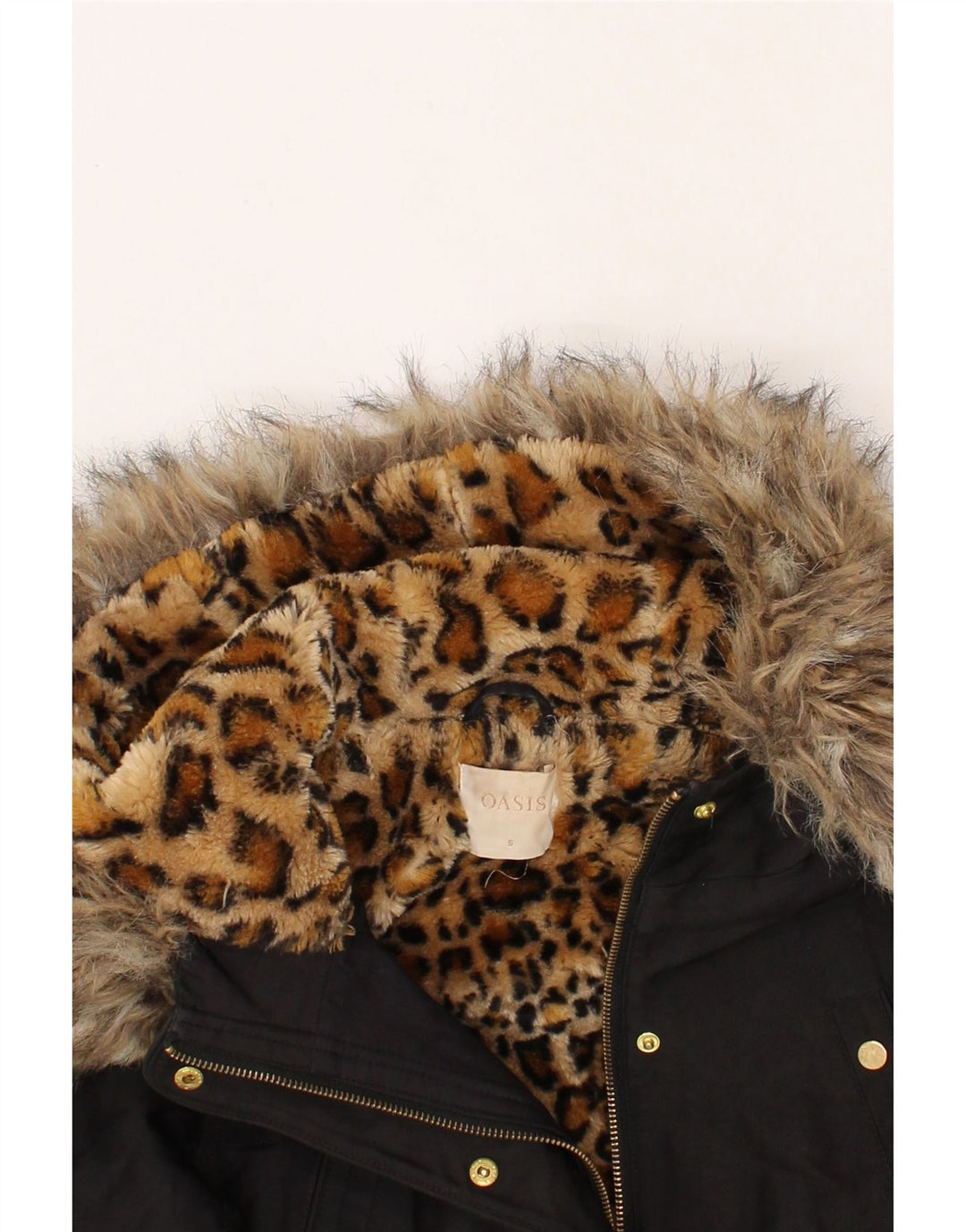 OASIS Womens Hooded Parka Jacket UK 10 Small Black Cotton Vintage Oasis and Second-Hand Oasis from Messina Hembry 