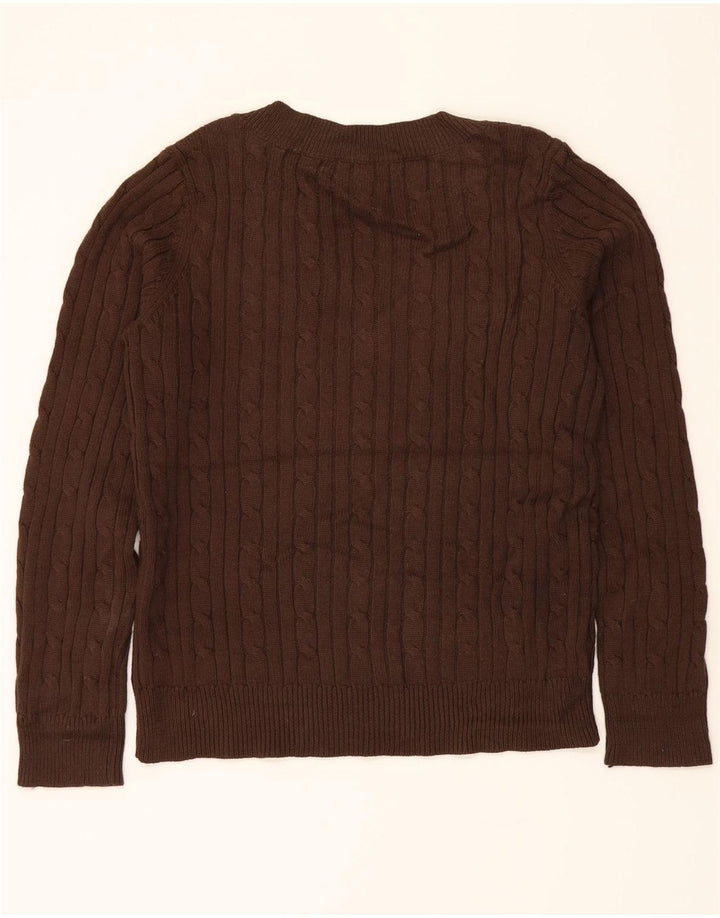 CHAPS Womens Classics V-Neck Jumper Sweater UK 16 Large Brown Cotton Vintage Chaps and Second-Hand Chaps from Messina Hembry 