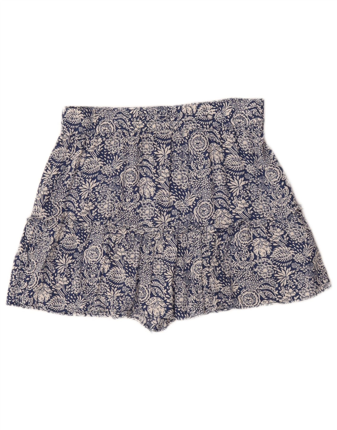 Zara Damen-Shorts mit hoher Taille, mittelgroß, W28, blaues Blumenmuster