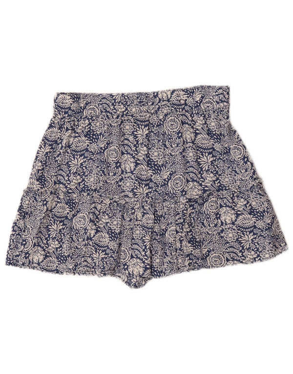 Zara Damen-Shorts mit hoher Taille, mittelgroß, W28, blaues Blumenmuster