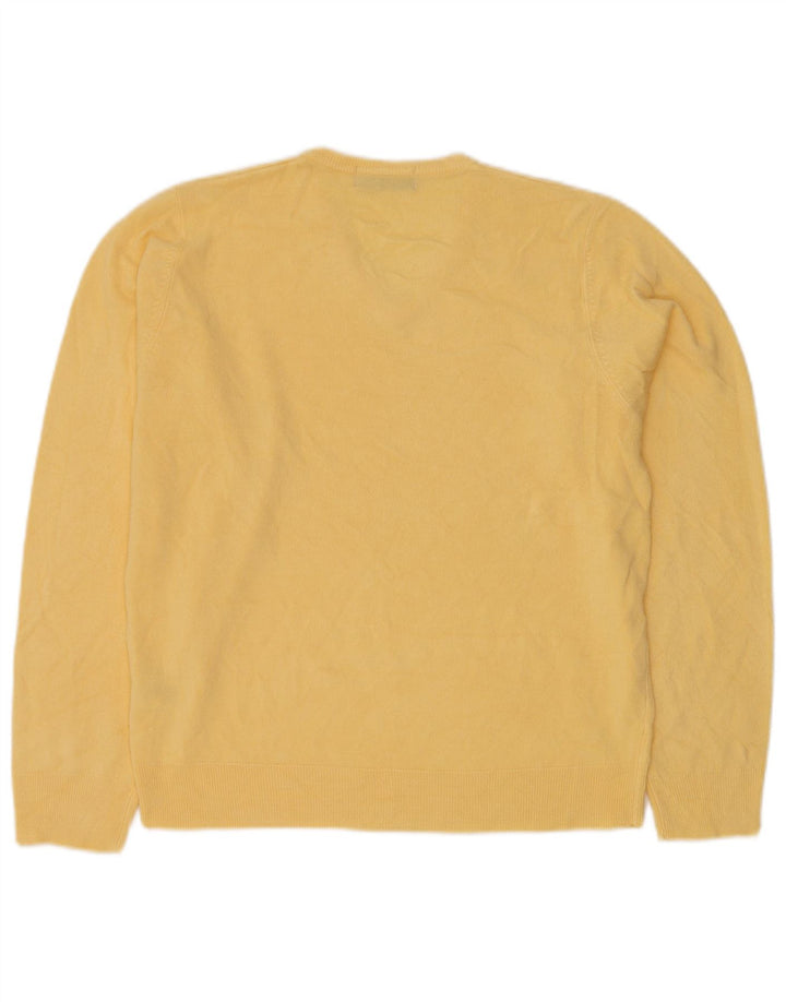 MARKS & SPENCER Herren Blauer Harbor-Pullover mit V-Ausschnitt Mittelgelb