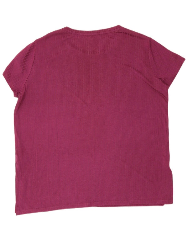 Marks & Spencer Damen T-Shirt Top UK 18 XL Lila Nadelstreifen Viskose