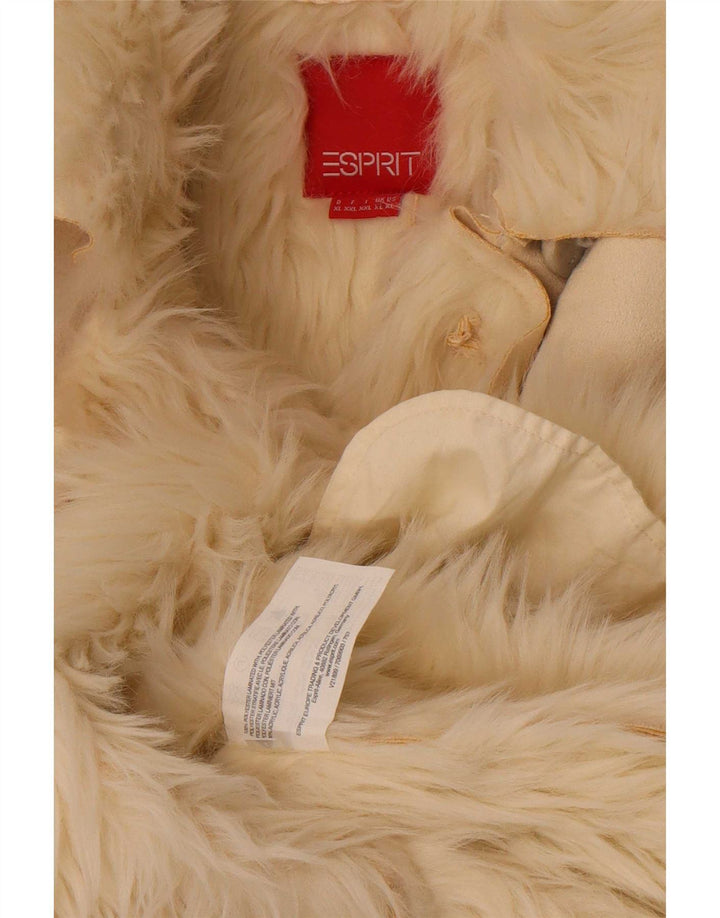 Esprit Damen Sherpa Mantel UK 18 XL Beige Polyester