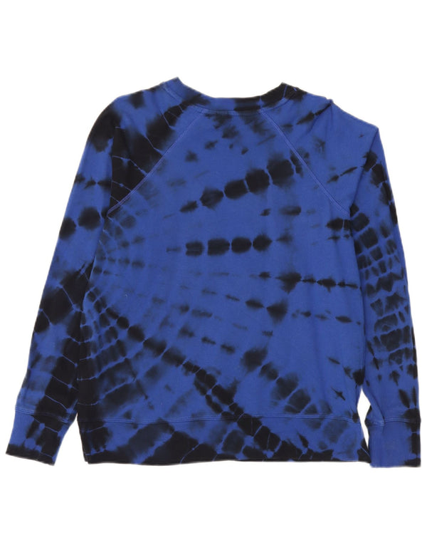 Übergroßer Damen-Sweatshirtpullover von Dkny, UK 6, XS, blaue Batik-Baumwolle