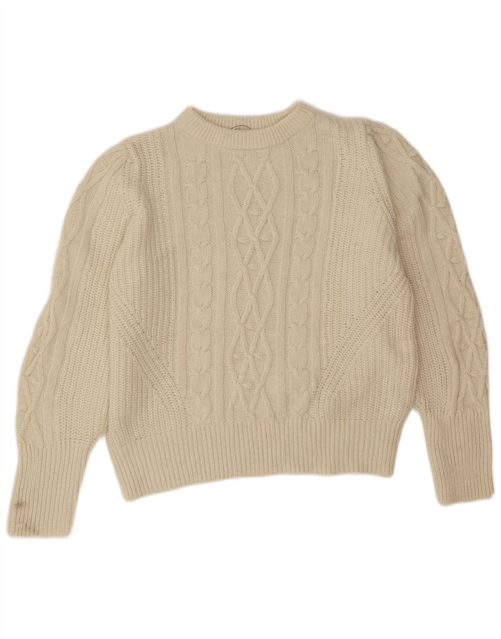 Marks & Spencer Damen-Pullover mit U-Boot-Ausschnitt, Gr. 40, Beige, Polyester