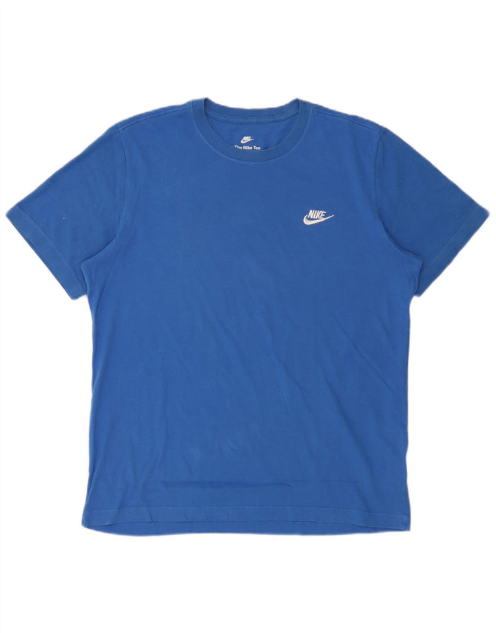 Nike Herren T-Shirt Top Large Blau Baumwolle