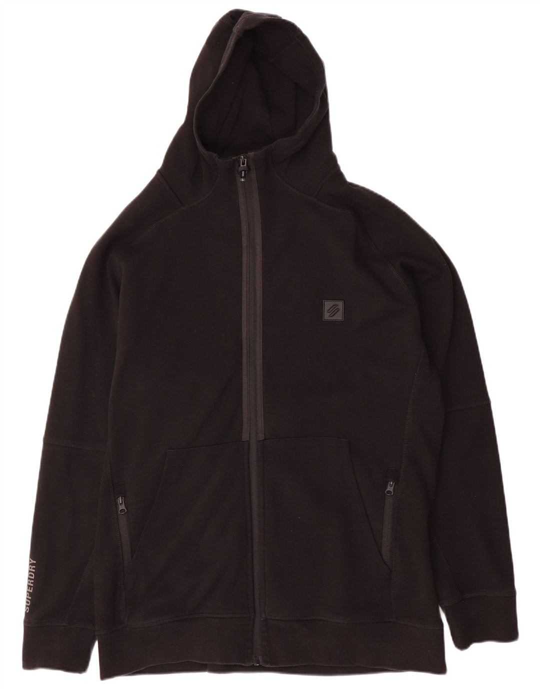 Superdry Herren-Kapuzenpullover mit Reißverschluss, 2XL, schwarze Baumwolle