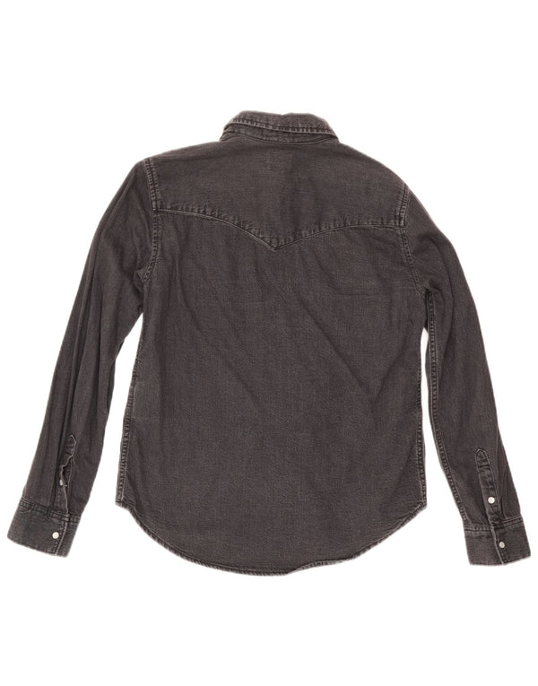 Levi's Damen Jeanshemd UK 10 Small Schwarz Baumwolle