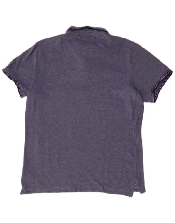 SUPERDRY Herren Poloshirt 2XL Blaue Baumwolle