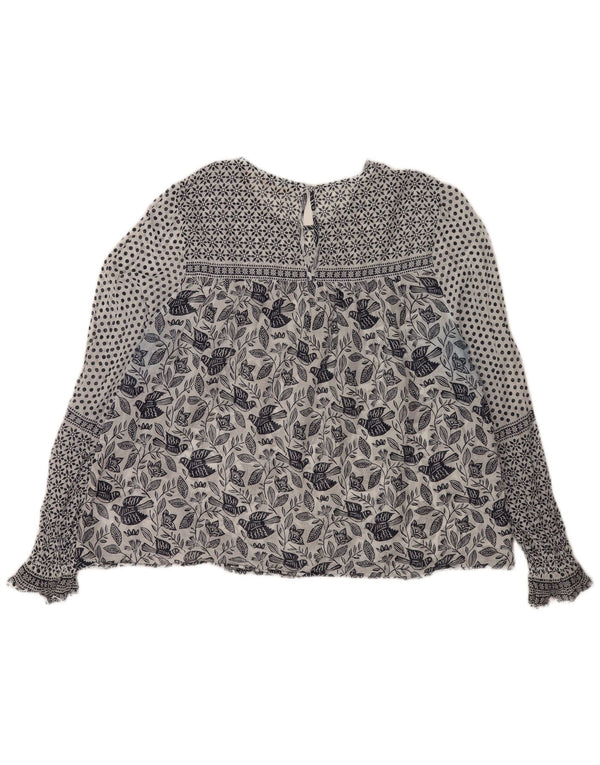 Boden Damen Durchsichtiges Langarm-Blusenoberteil UK 18 XL Weiß geblümt