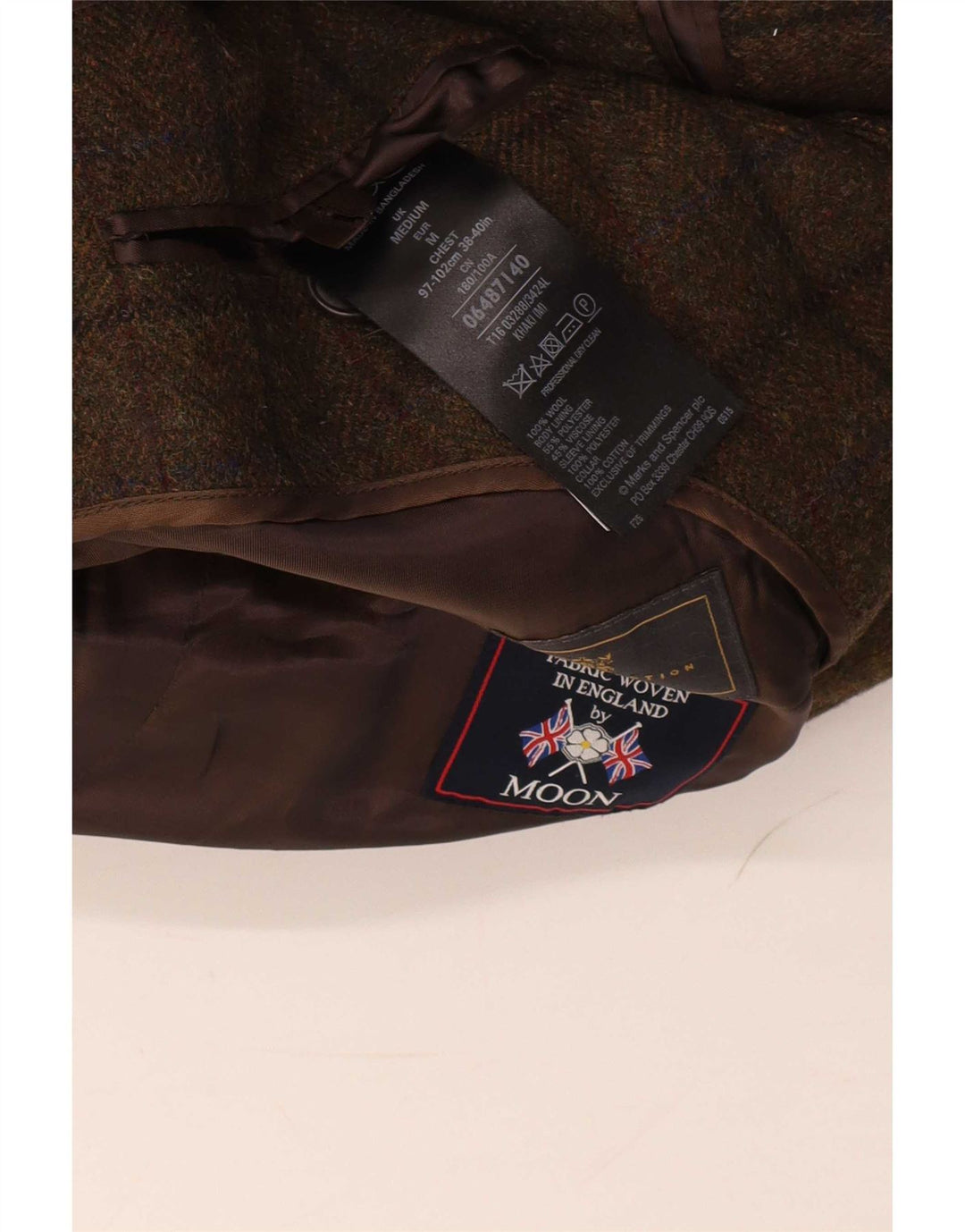 Marks & Spencer Herrenmantel UK 38 Medium Khaki Check Wolle