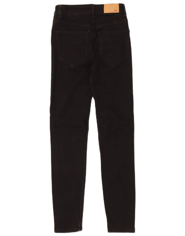 Zara Damen High Rise Skinny Jeans EU 38 Small W28 L28 Schwarze Baumwolle