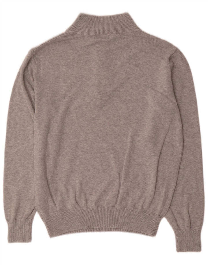 Calvin Klein Herren-Pullover mit Reißverschluss am Hals, mittelgraue Baumwolle