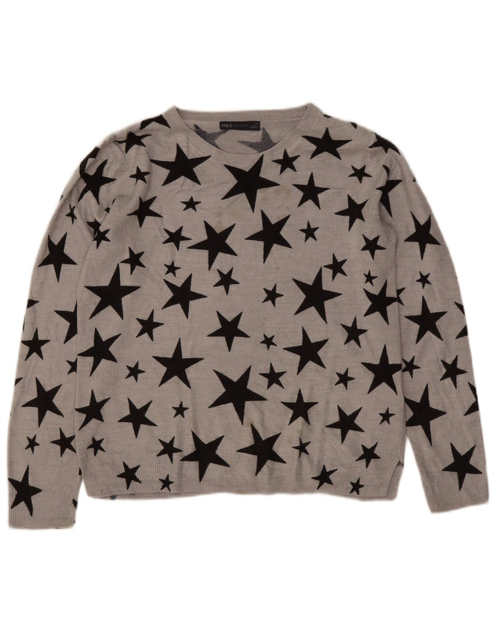 Marks & Spencer Damen-Pullover mit U-Boot-Ausschnitt, Gr. 14, Grau