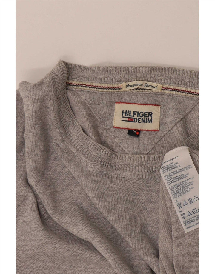 Tommy Hilfiger Herren-Pullover mit Rundhalsausschnitt, mittelgraue Baumwolle