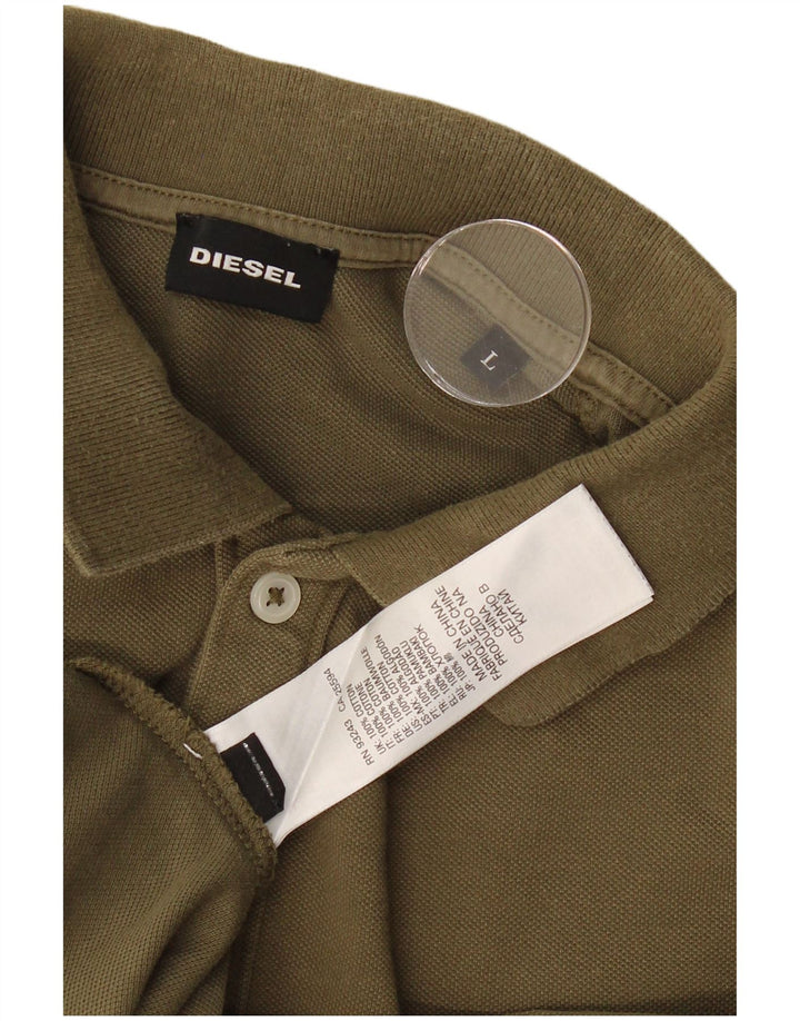 DIESEL Mens Polo Shirt Large Khaki Cotton