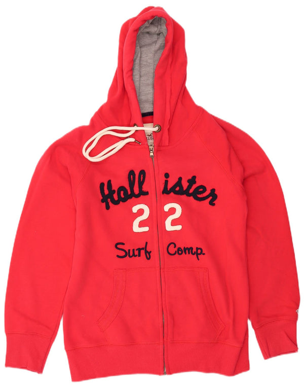 HOLLISTER Damen Graphic Zip Hoodie Pullover UK 16 Large Rot