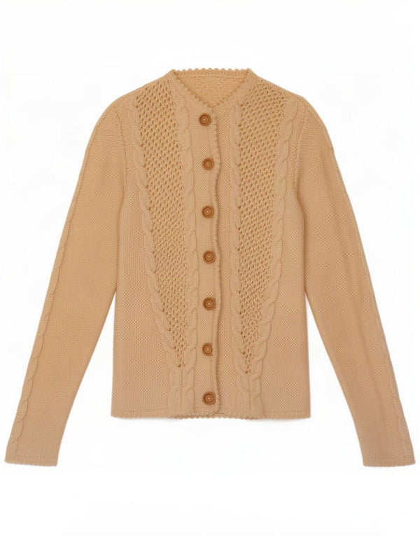 Vintage Damen Cardigan Pullover UK 4 XS Off White