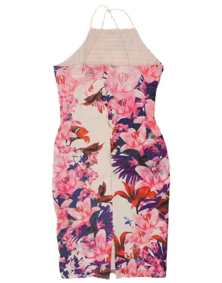 LIPSY Damen Neckholder-Kleid UK 12 Mittelmehrfarbiges Blumenmuster aus Polyester