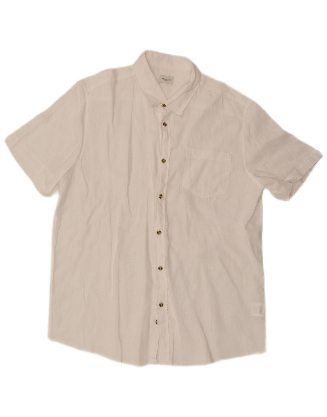 Vintage Herren Kurzarmhemd XL Weiß Leinen