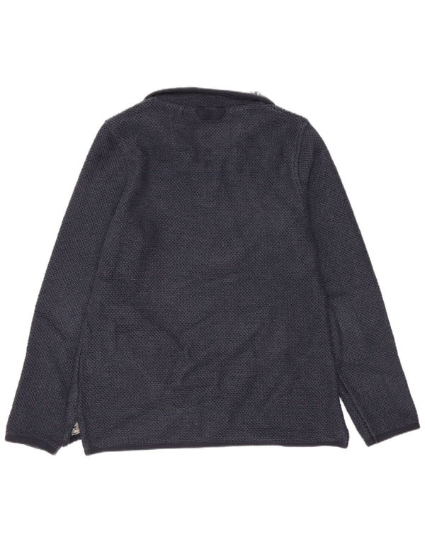 Weird Fish Damen-Sweatshirt mit Reißverschluss am Hals, UK 12, mittelmarineblaue Baumwolle