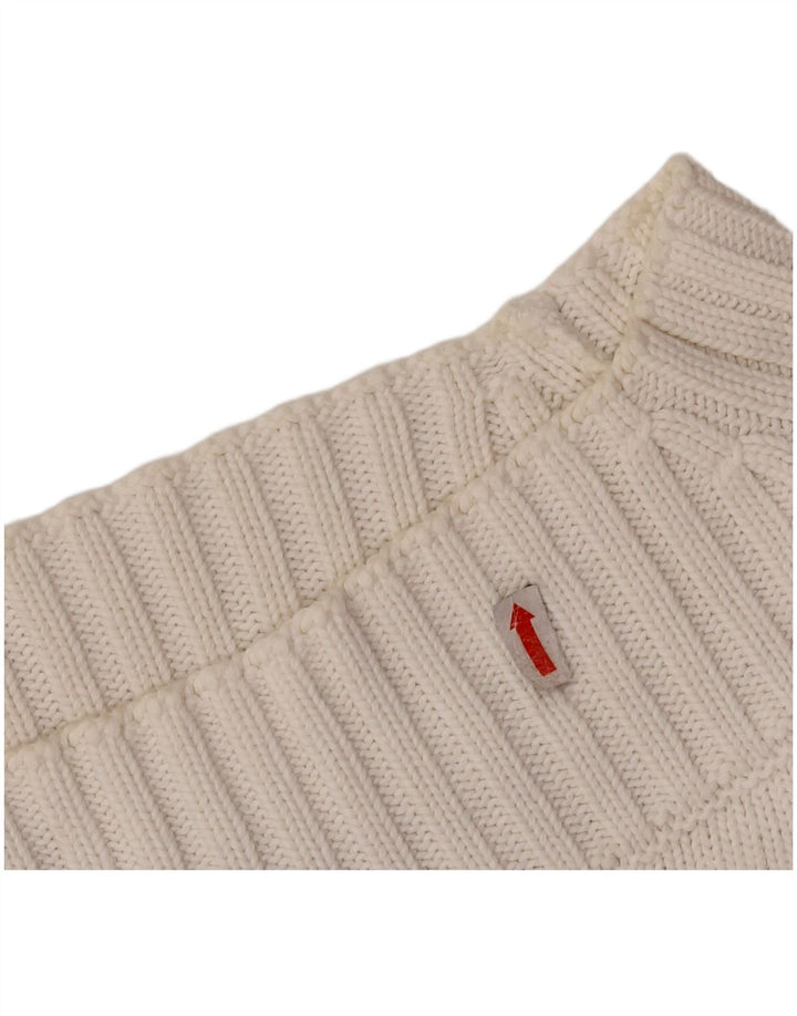 SISLEY Damen Crop Rollkragenpullover Pullover UK 10 Small Weiße Baumwolle