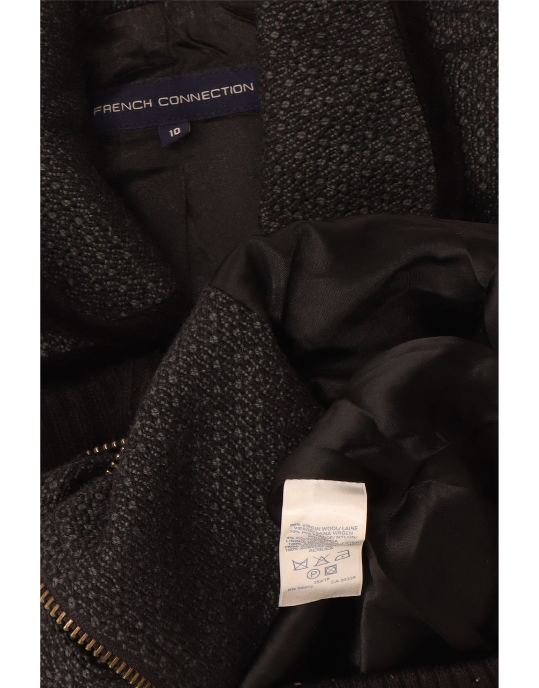 French Connection Damen-Bomberjacke mit lockerer Passform, Gr. 10, klein, grau, geometrisch
