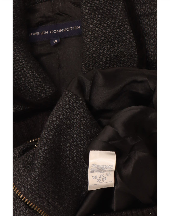 French Connection Damen-Bomberjacke mit lockerer Passform, Gr. 10, klein, grau, geometrisch