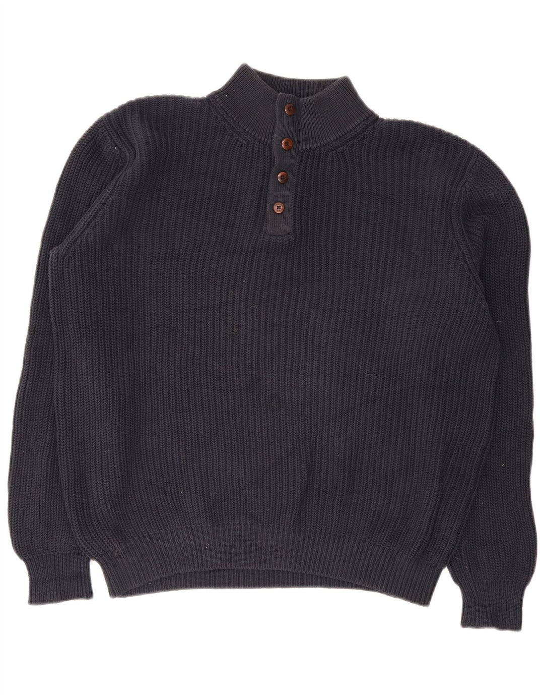 L.L.Bean Herren-Pullover mit Knopfkragen, groß, marineblau, Baumwolle