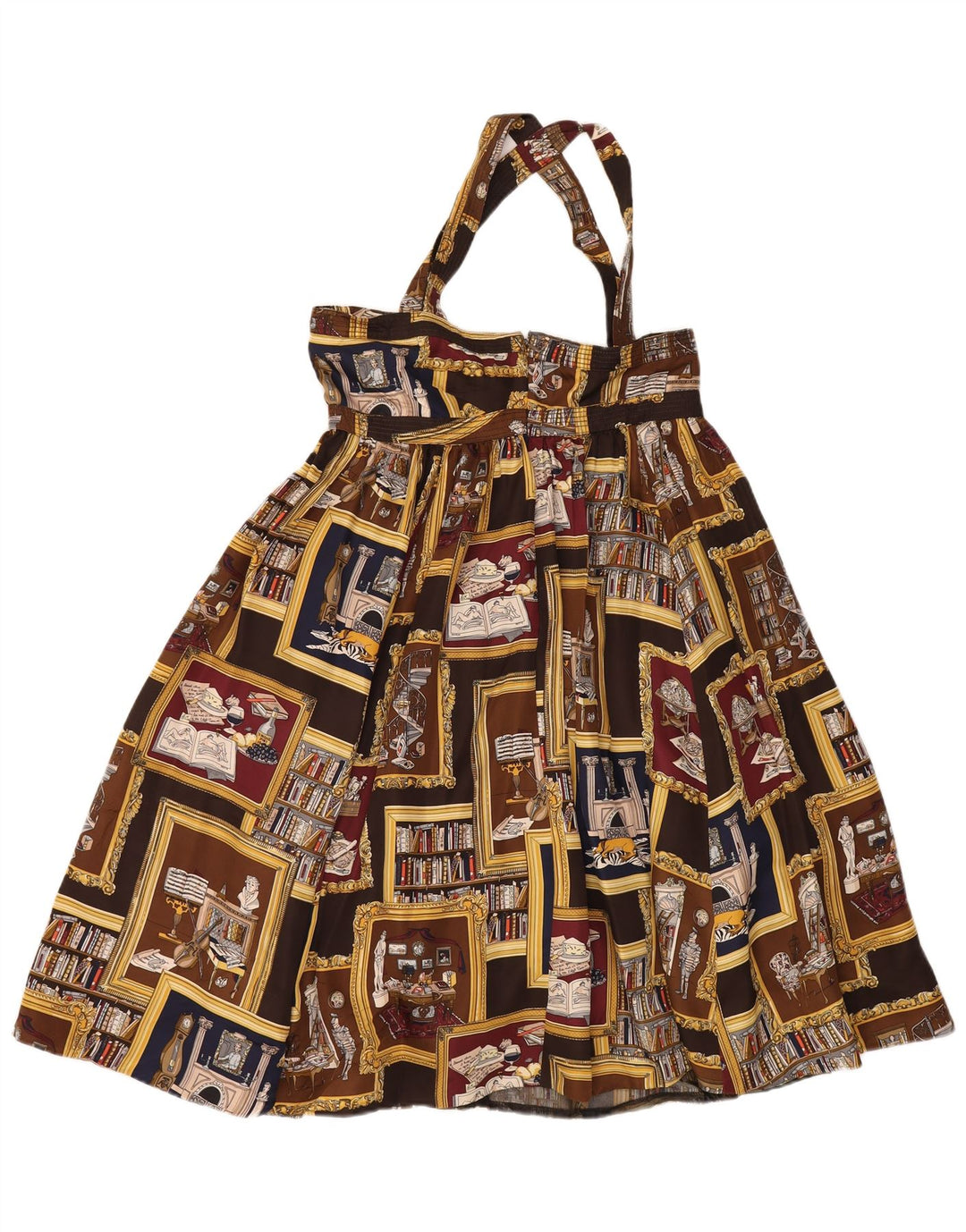 J. Crew Damen-Neckholderkleid mit abstraktem Muster, US 6, mittelbraune Seide