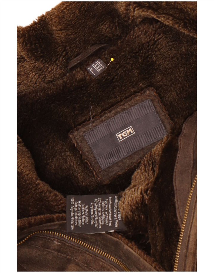 TCM Damen Shearling Jacke UK 28/30 3XL Braunes Leder