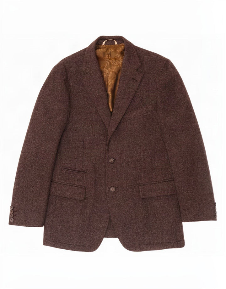 Fabio Inghirami Herren 2-Knopf-Blazerjacke IT 54 2XL Braune Schurwolle