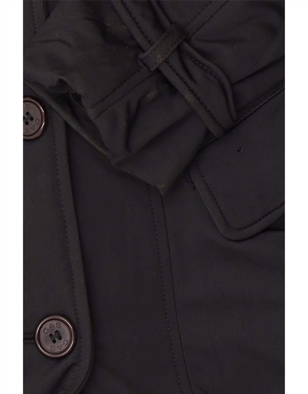 GAS Damen Zweireihiger Trenchcoat UK 10 Small Schwarz Polyamid