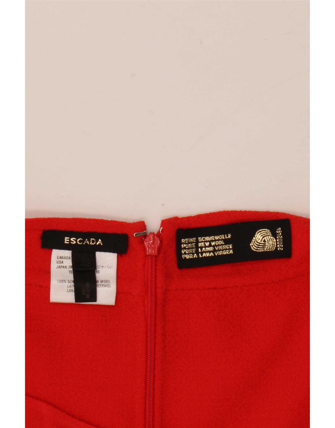 Escada Damen Gerader Rock IT 42 Medium W32 Rote Wolle