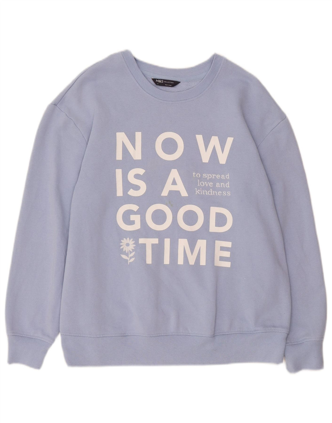 Marks & Spencer Damen Grafik-Sweatshirt-Pullover UK 14 Large Blaue Baumwolle